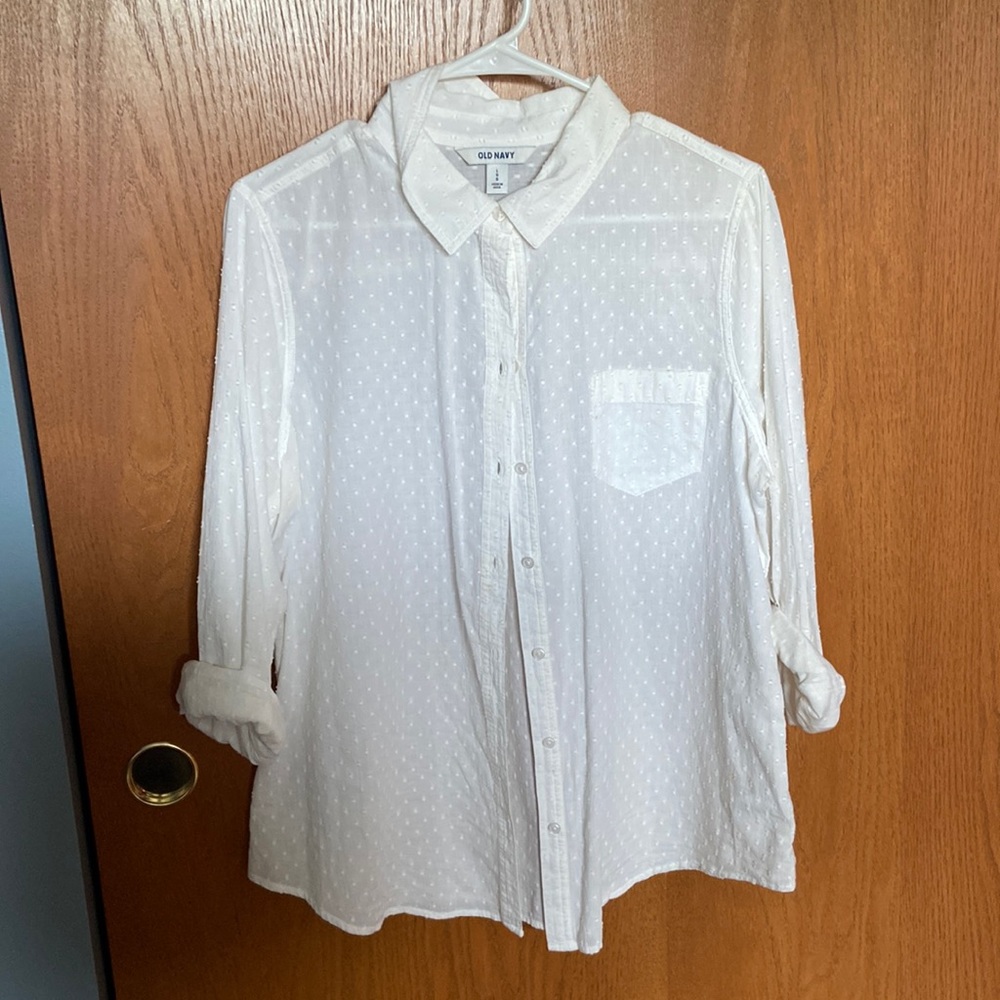 Old navy white textured button up